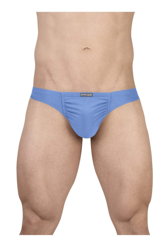Light blue ergo wear ew1731 feel gr8 cotton bikini briefs with smooth fabric and ruched waistband design