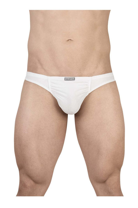 White mens briefs ergoWear EW1735 FEEL GR8 cotton bikini in white with minimalist design and black brand tag on waistband