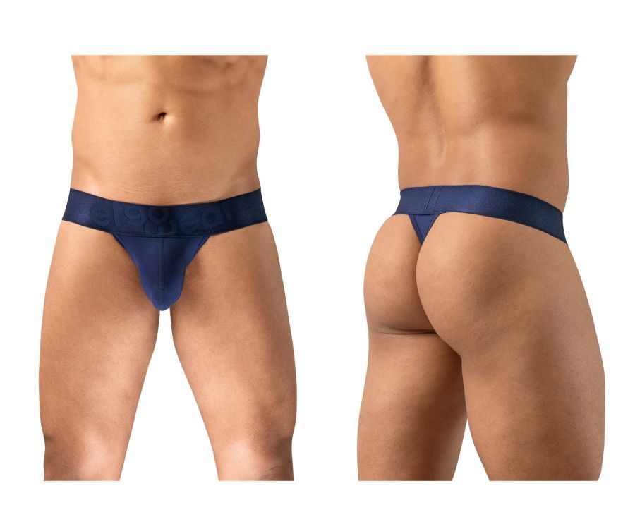Navy blue ErgoWear EW1738 MAX BOLD G-string thong with smooth seamless design and wide waistband visible from back side