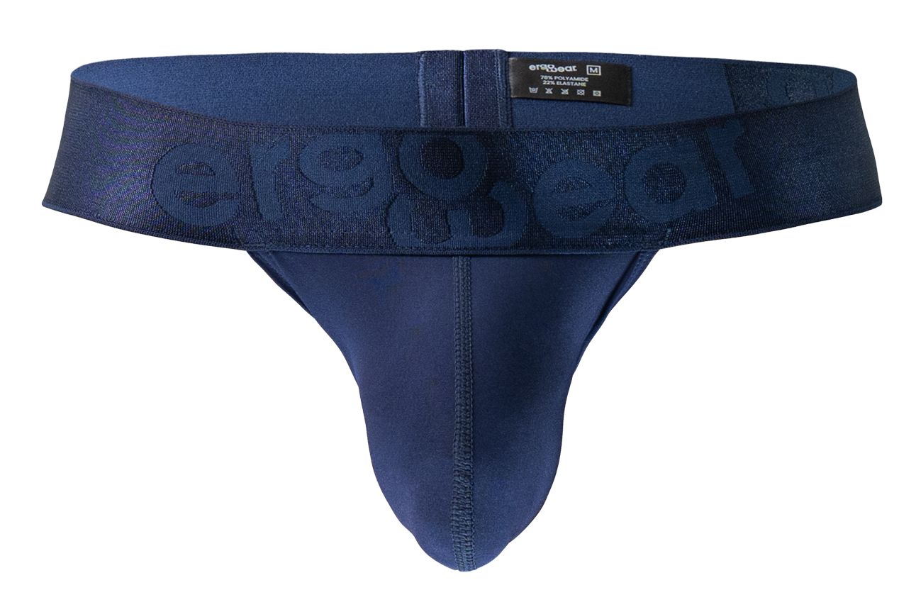Navy blue ergonomic briefs with a subtle embossed ergo wear logo on the waistband showing the back side