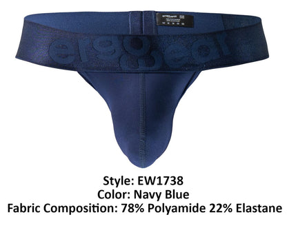 Navy blue ergoWear ew1738 max bold g-string thong with ergonomic design branded waistband and seamless construction