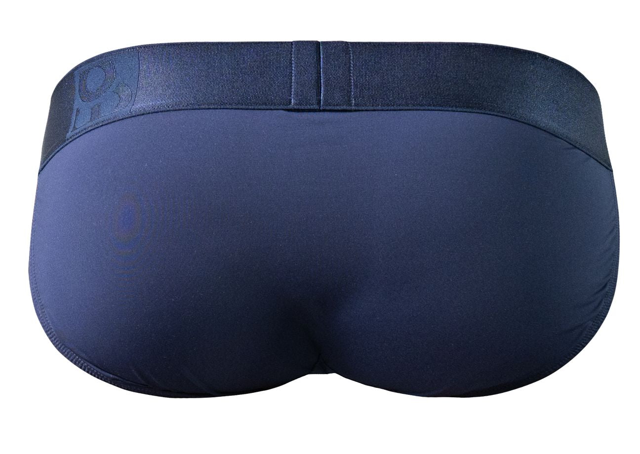 Navy blue men’s briefs with matching elastic waistband and subtle logo on left side from ergowear ew1739 max bold bikini