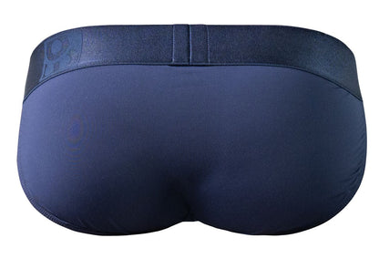 Navy blue men’s briefs with matching elastic waistband and subtle logo on left side from ergowear ew1739 max bold bikini