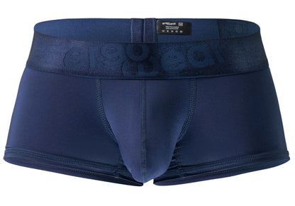 Dark blue ergo wear ew1740 max bold trunks men’s boxer briefs with subtle embossed logo and reinforced leg stitching