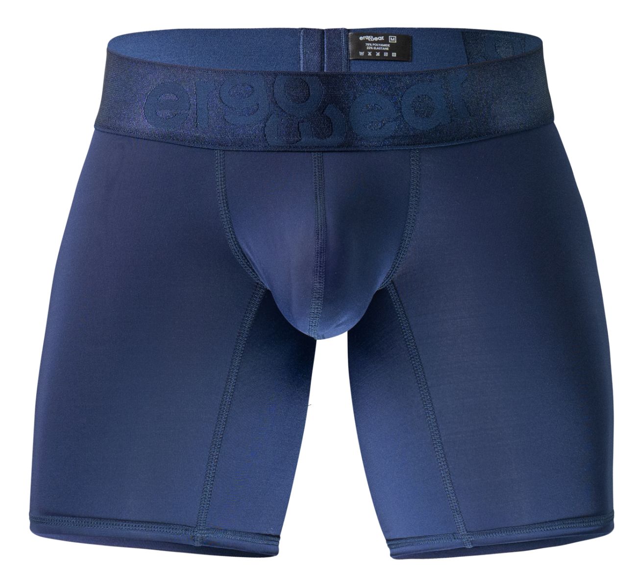 Navy blue erisgear ergoWear EW1741 max bold men’s boxer briefs with textured waistband and embossed brand name