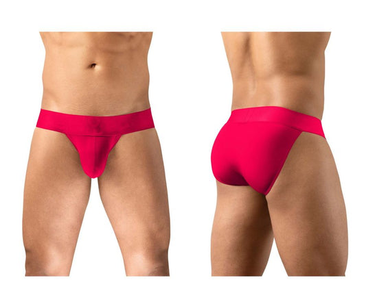 Bright red ergowear ew1743 max bold bikini briefs with smooth seamless fabric and a wide waistband for men