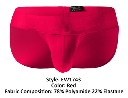 ErgoWear ew1743 max bold red men’s briefs made of 78% polyamide 22% elastane with smooth form-fitting design and central seam