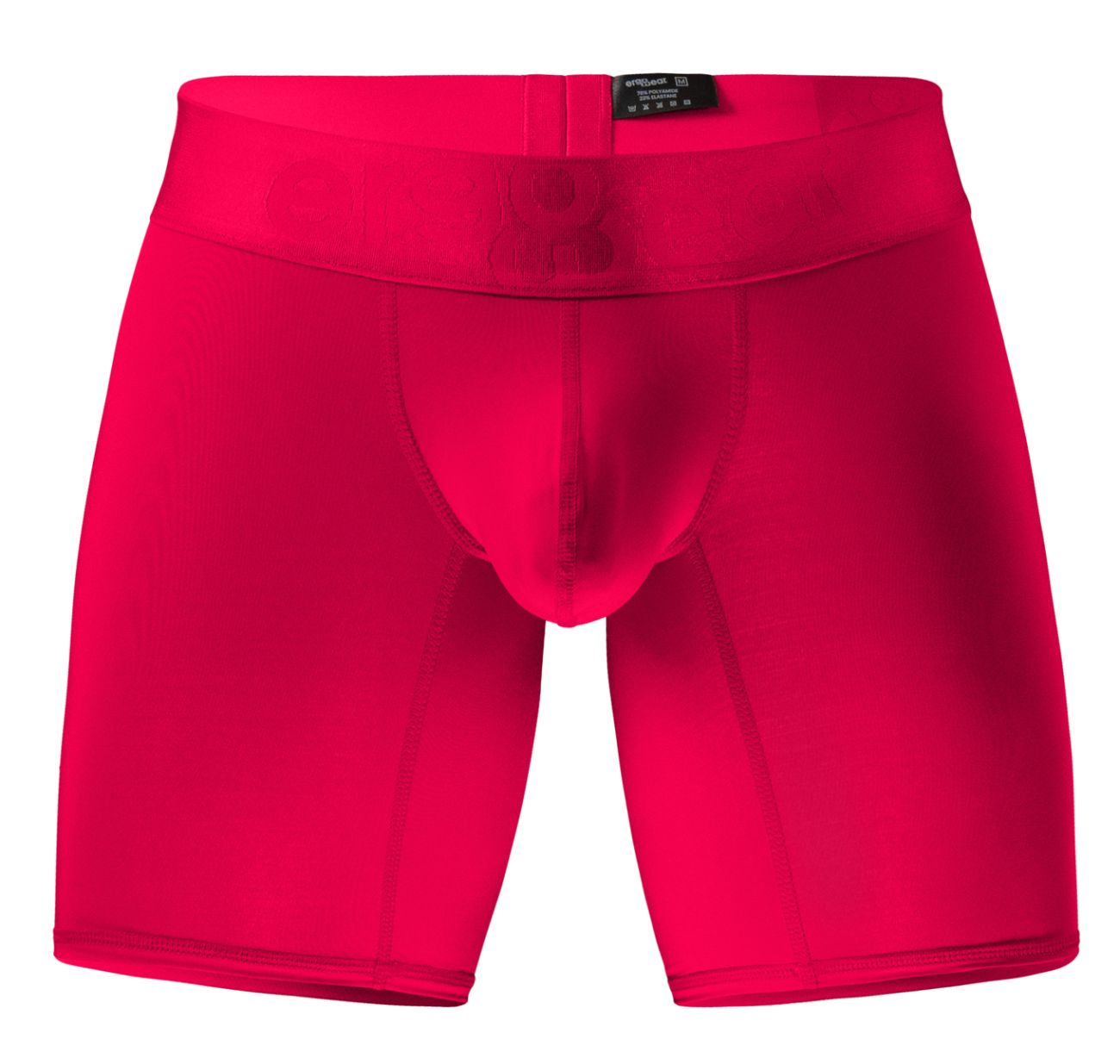Bright red ErgoWear EW1745 MAX BOLD boxer briefs with smooth form-fitting fabric and contoured pouch design