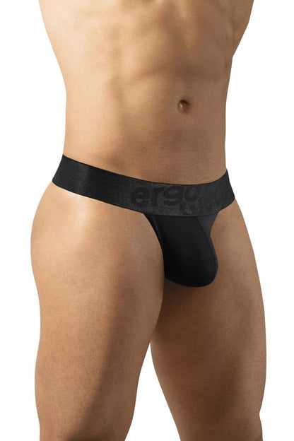 Black men’s briefs ergo wear ew1746 max bold g-string with subtle textured erg logo waistband in black