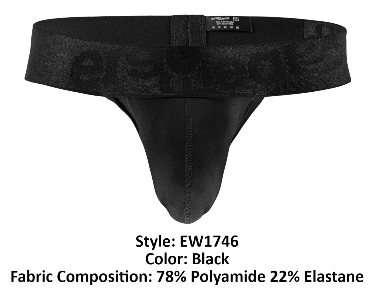 ErgoWear ew1746 max bold g-string black thong with subtle textured waistband and reinforced leg stitching