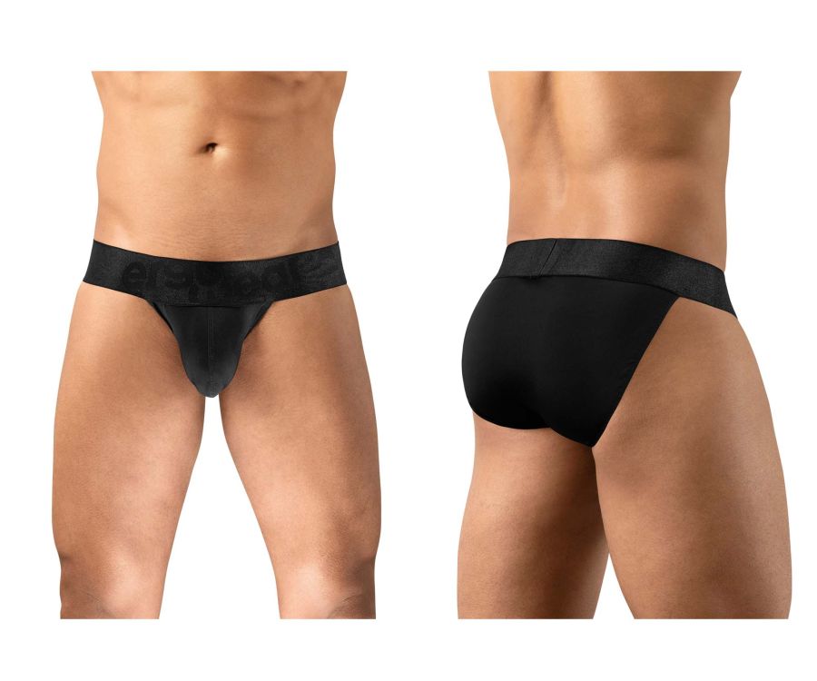 Black mens briefs ergo wear ew1747 max bold bikini with smooth form fitting design and wide elastic waistband