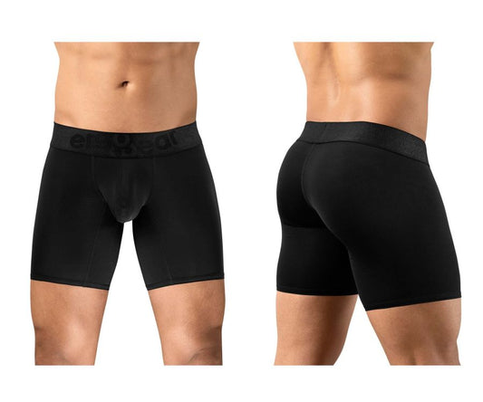 Black men’s boxer briefs ergo wear ew1749 max bold in black with subtle logo waistband for comfortable support