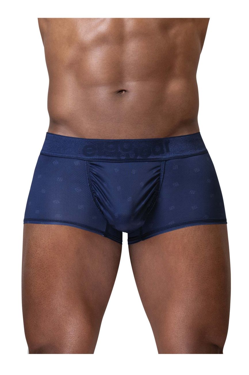 Navy blue sheer mesh briefs with subtle pattern detailing from ergowear ew1752 feel se trunks collection