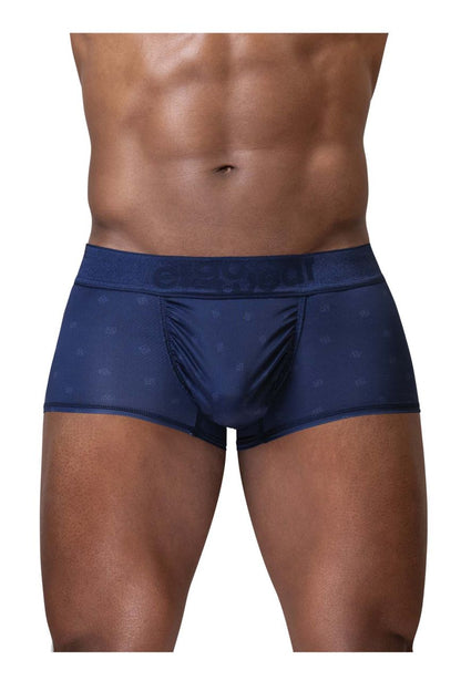 Navy blue sheer mesh briefs with subtle pattern detailing from ergowear ew1752 feel se trunks collection