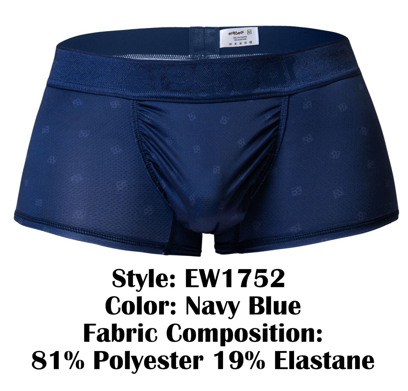 Navy blue ErgoWear EW1752 FEEL SE trunks with subtle pattern and elastic waistband for comfortable support