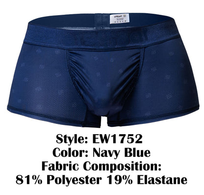 Navy blue ErgoWear EW1752 FEEL SE trunks with subtle pattern and elastic waistband for comfortable support