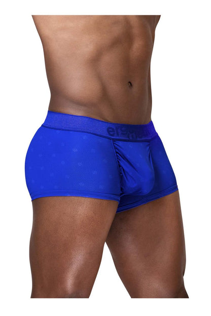 Bright blue ergoWear EW1756 feel se trunks with subtle pattern and elastic waistband featuring brand name