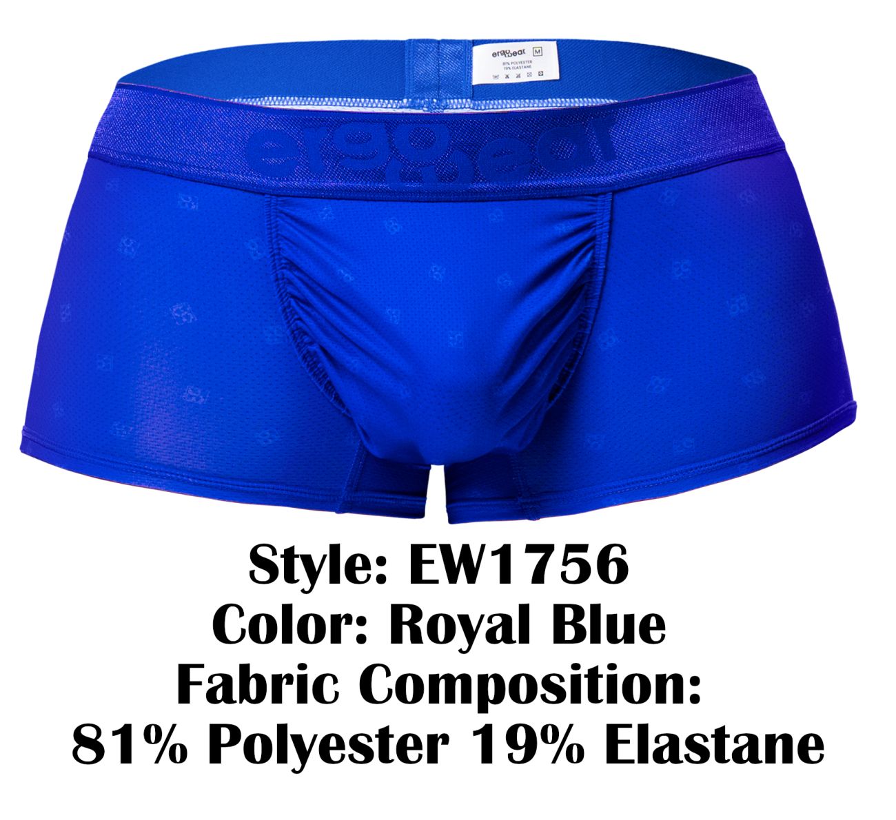 Royal blue ergo wear ew1756 feel se trunks with subtle pattern made of 81 polyester 19 elastane men’s boxer briefs