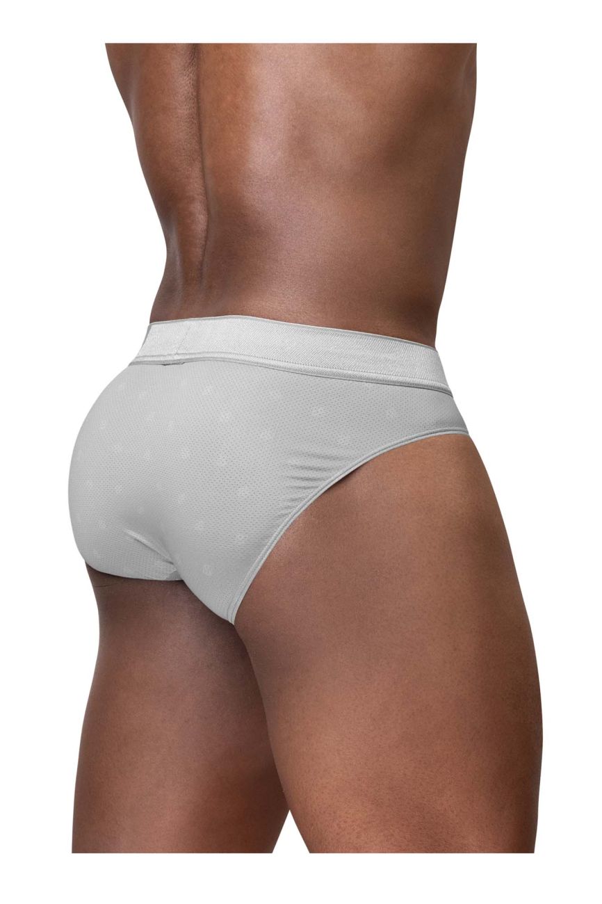 Light gray ergo wear ew1759 feel se seamless briefs with textured fabric and smooth waistband in silver color