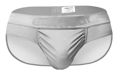ErgoWear ew1759 feel SE silver mesh athletic briefs with embossed logo on waistband for comfortable support