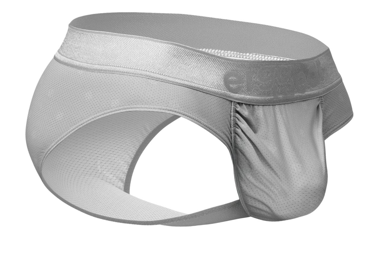 Ergowear ew1759 feel se briefs in silver with gray mesh fabric and satin waistband featuring elegance logo