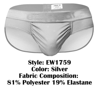 Silver ergoWear EW1759 FE feel se athletic briefs with mesh fabric and elastic waistband featuring ergoeat logo