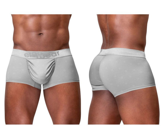 Light gray men’s briefs ergo wear ew1760 feel se trunks with subtle element logo on waistband in silver color