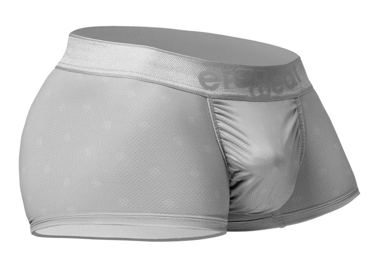 Gray mens briefs ergo wear ew1760 feel se trunks in silver with textured fabric and elastic waistband with brand logo