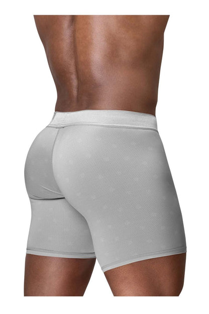 Gray textured ergoWear EW1761 feel SE boxer briefs in silver with solid waistband for comfortable everyday wear