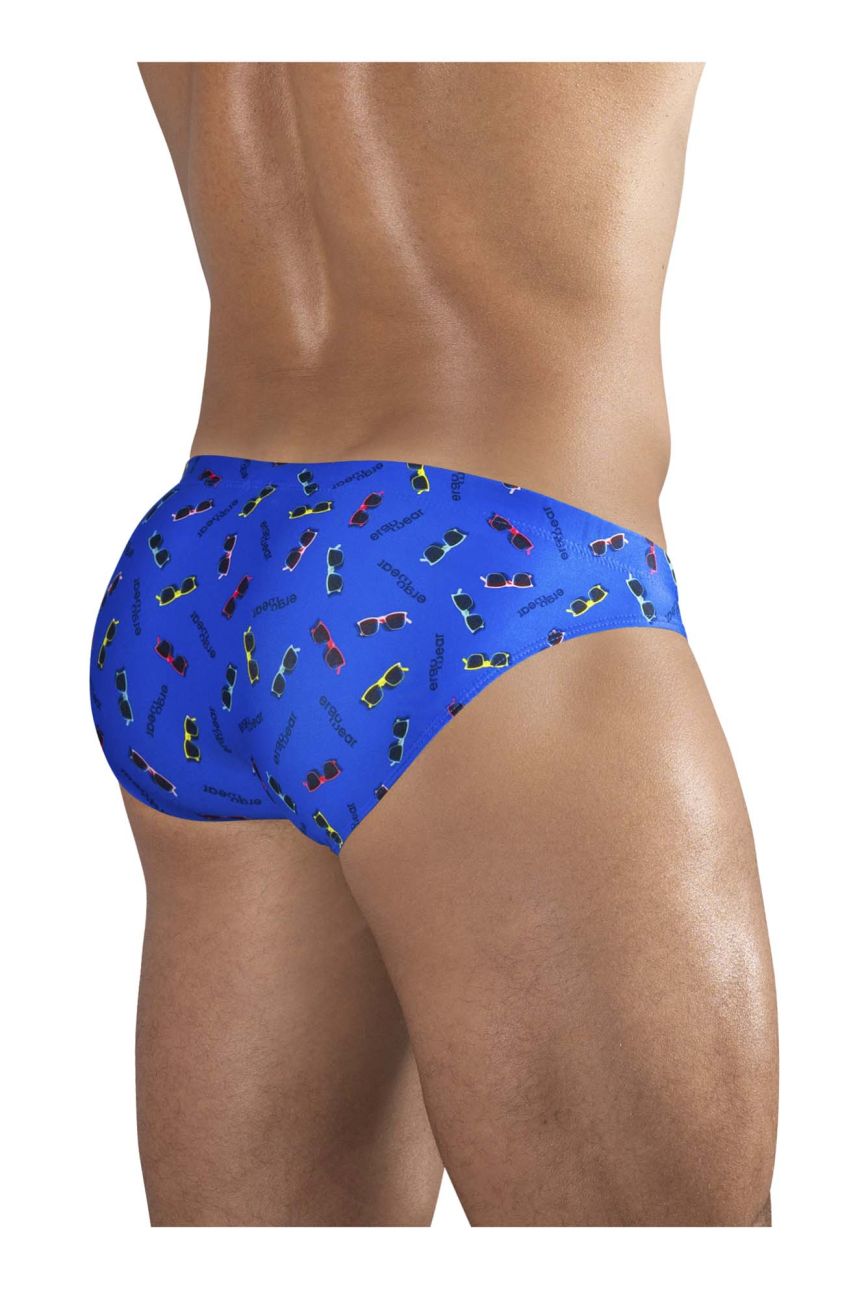 Blue ergowear ew1764 feel sw swim briefs featuring a playful colorful sunglasses pattern for swimwear use