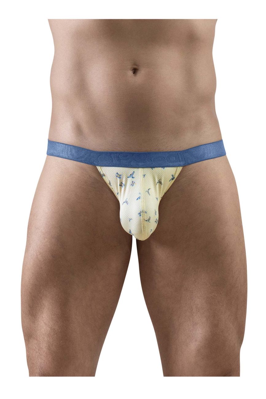 Yellow briefs with blue waistband and small bird patterns ergo wear ew1769 slk se bikini color vanilla birds