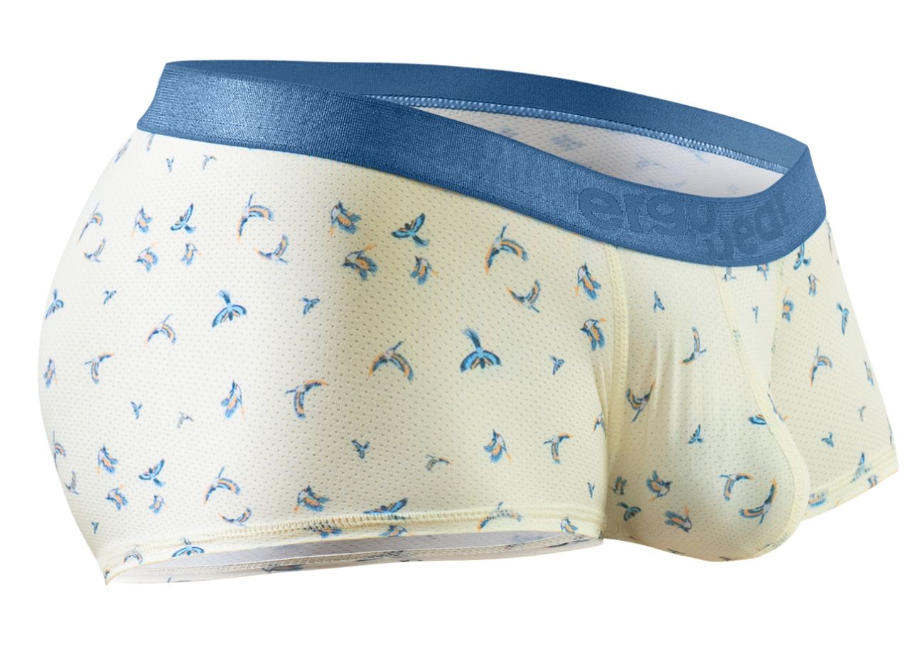 Ergowear ew1770 slk se trunks vanilla color cream briefs with blue whale pattern and solid blue waistband