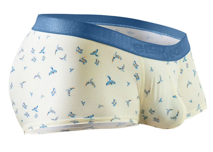 Ergowear ew1770 slk se trunks vanilla color cream briefs with blue whale pattern and solid blue waistband