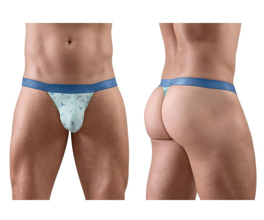 Ergowear ew1776 slk se g-string frost in light blue with subtle pattern and solid blue waistband shown from the back
