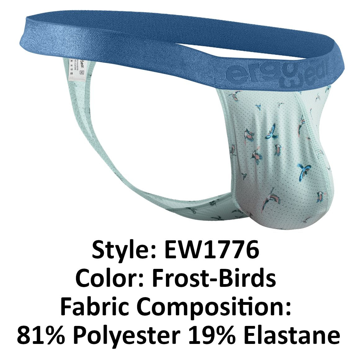 ErgoWear ew1776 slk se g-string men’s briefs in blue and light green with butterfly design made of polyester and elastane