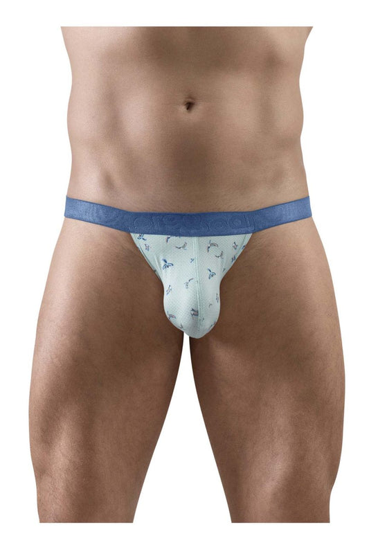 Ergowear ew1777 slk se bikini briefs in light blue patterned fabric with a solid blue waistband color frost-birds