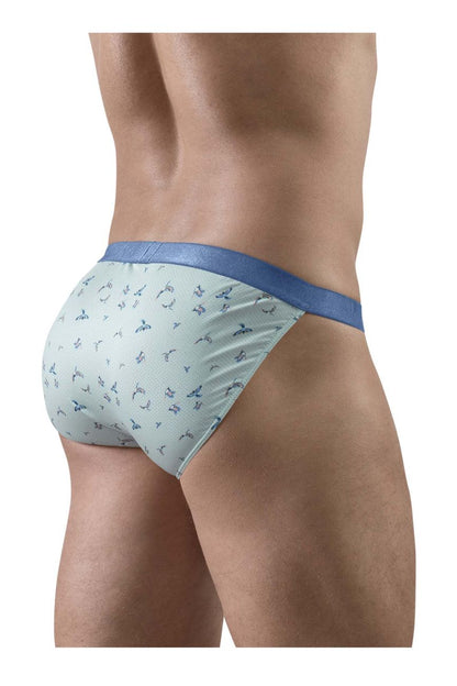 Ergo wear ew1777 slk se bikini light blue patterned briefs with solid navy waistband for comfortable wear