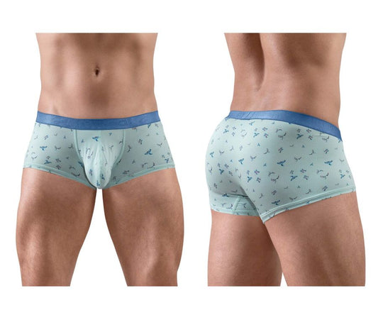 Light blue ergo wear ew1778 slk se trunks with subtle dark blue pattern and matching waistband for comfortable fit