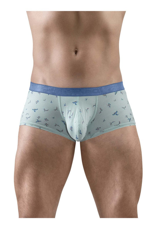 Light blue ergo wear ew1778 slk se trunks with subtle bird pattern and solid blue waistband for comfortable fit