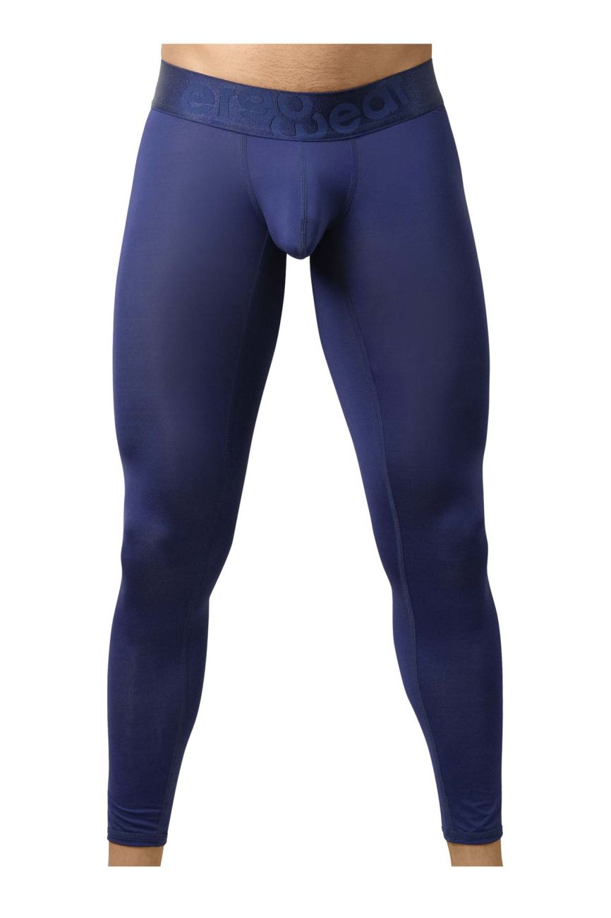 Navy blue men’s ergoWear ew1782 max bold compression tights with embossed waistband for athletic use
