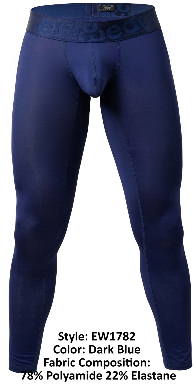 Dark blue men’s ergo wear ew1782 max bold compression tights with branded waistband made of polyamide and elastane