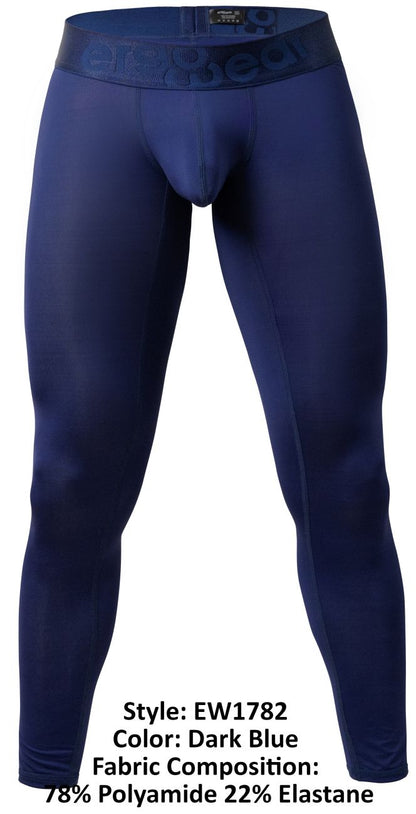 Dark blue men’s ergo wear ew1782 max bold compression tights with branded waistband made of polyamide and elastane