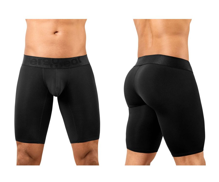 Black mens compression shorts ergoWear ew1783 max bold in black with snug fit and logo on waistband