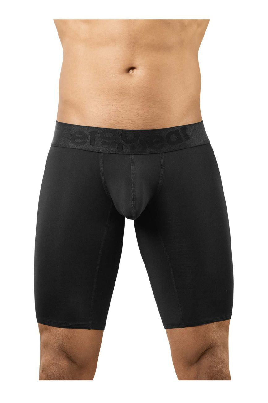 Black mens boxer briefs by ersheat with contoured design and elastic waistband in black ergowear ew1783 max bold athletic shorts