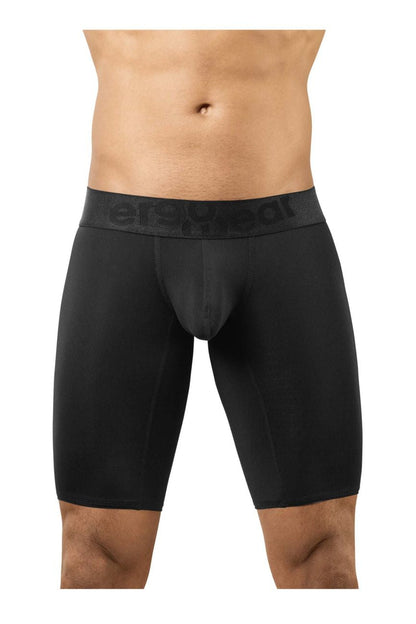 Black mens boxer briefs by ersheat with contoured design and elastic waistband in black ergowear ew1783 max bold athletic shorts