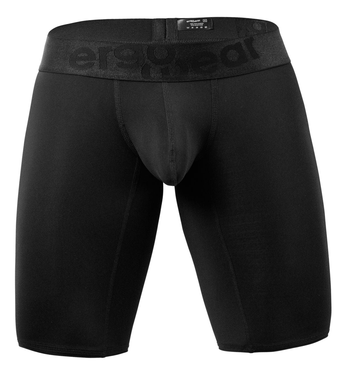 Black ergo wear ew1783 max bold compression athletic shorts with branded waistband for performance use