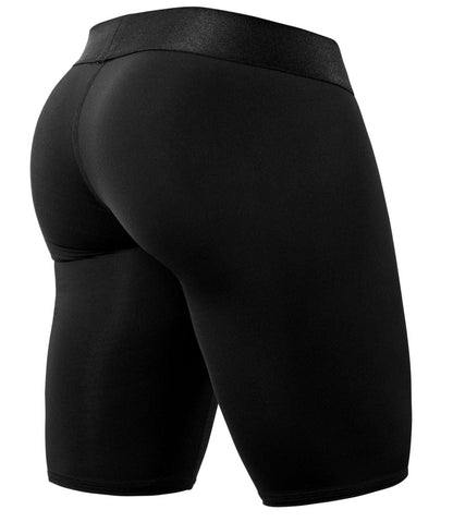 Black high-waisted ErgoWear ew1783 max bold athletic compression shorts with textured waistband for active wear