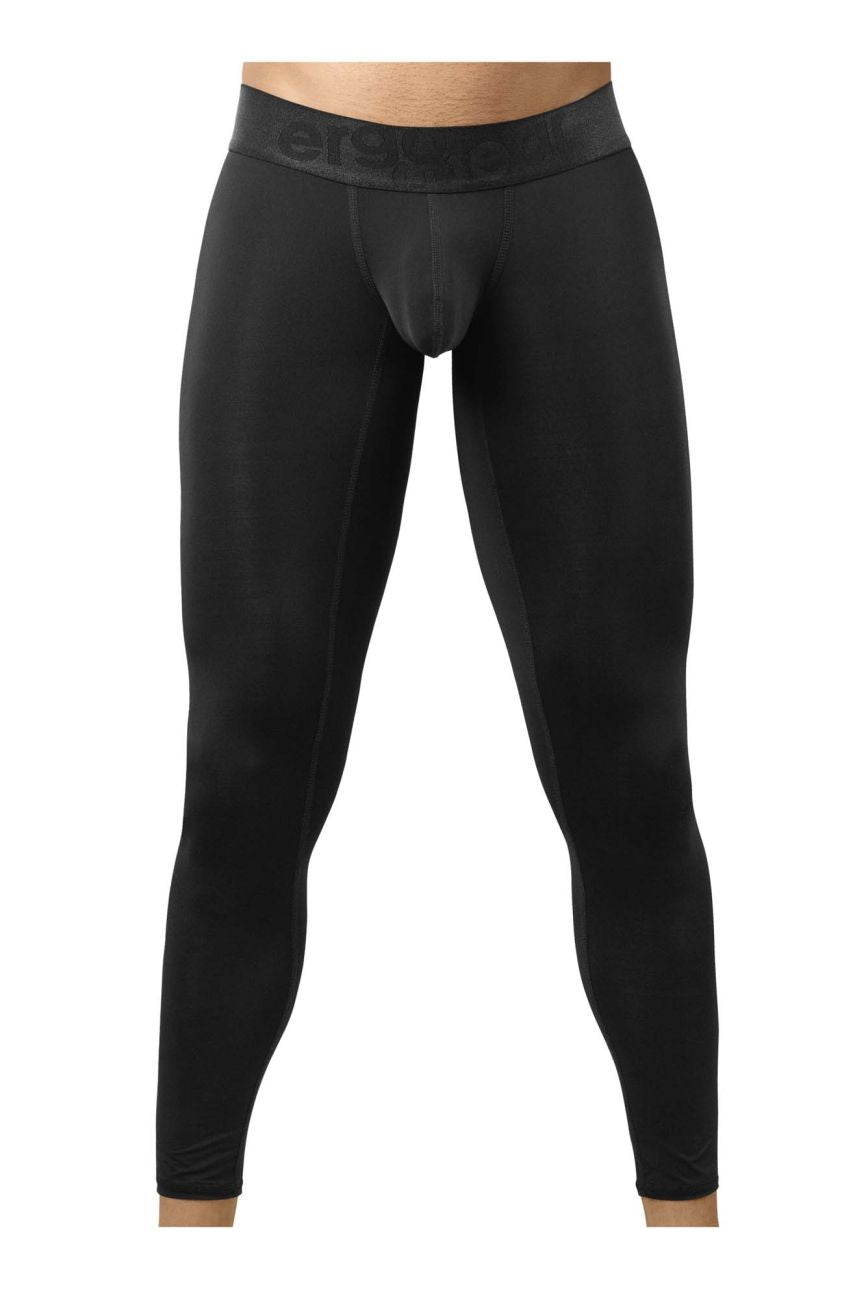 Black ergoWear ew1784 max bold athletic compression leggings with form-fitting design and subtle waistband logo