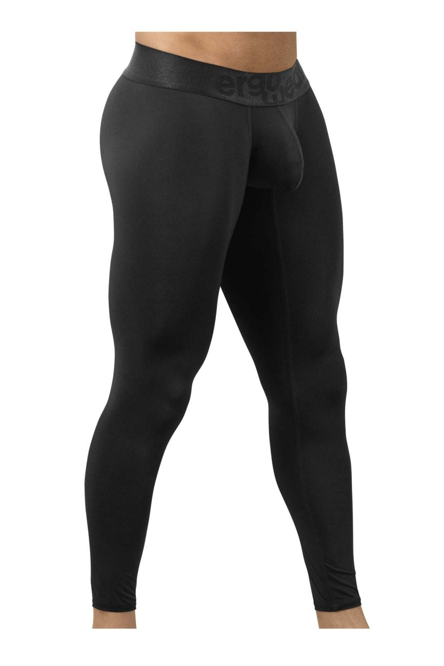 Black form-fitting compression tights with branded elastic waistband by ergowear ew1784 max bold athletic pants