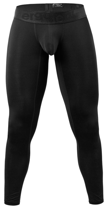 Black ergowear ew1784 max bold athletic compression tights with form-fitting fit and textured waistband logo